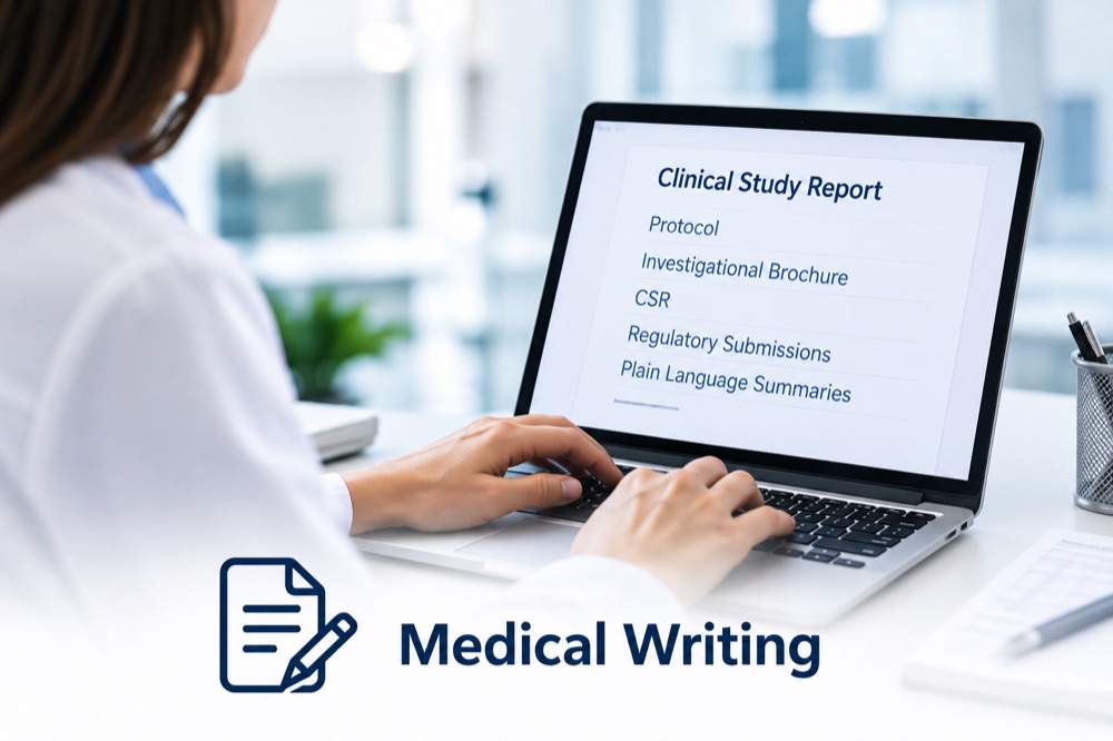 Medical writer preparing clinical documents